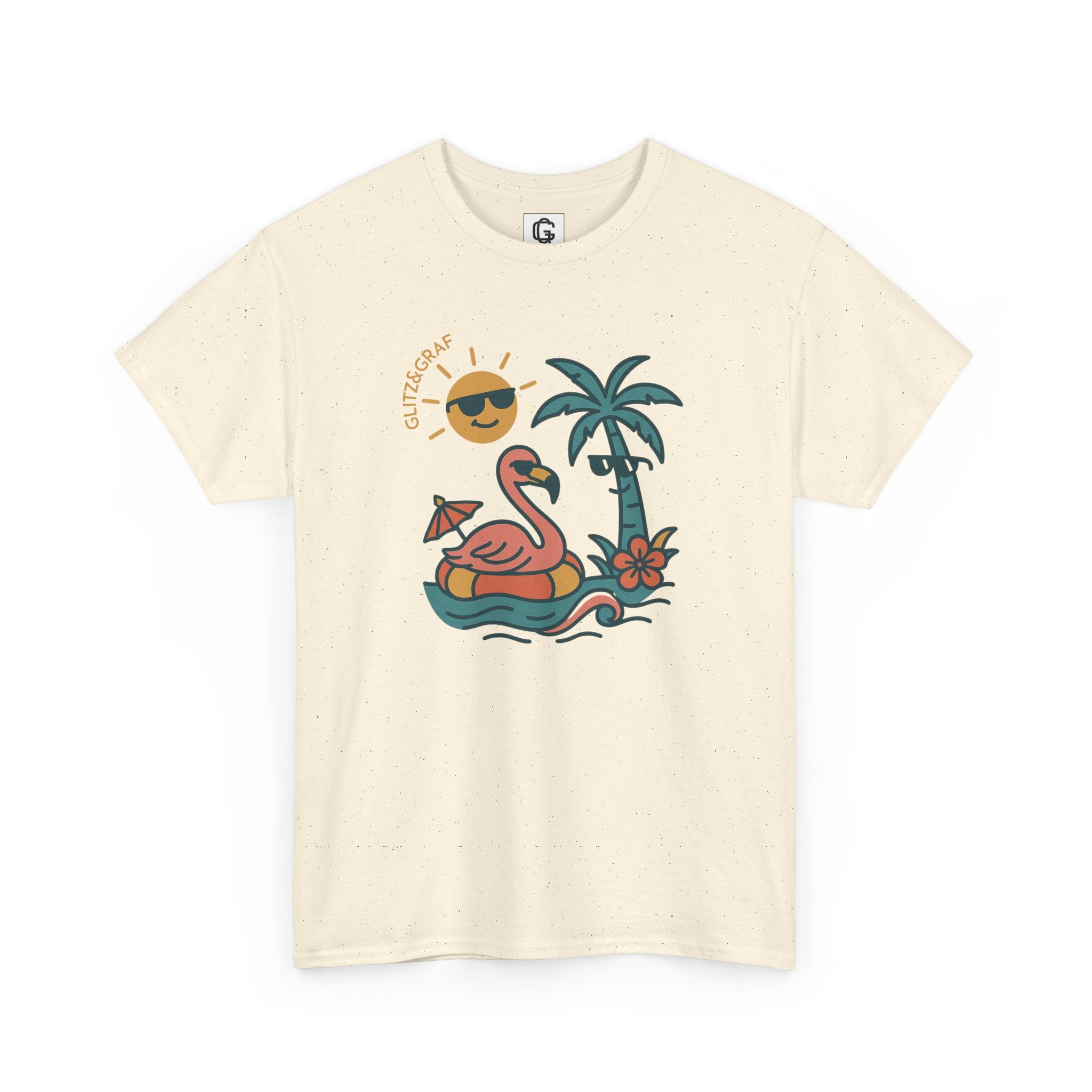 Tropical Flamingo — For Him | Unisex Heavy Cotton T-Shirt (Gildan 5000), 100% Cotton, S–5XL