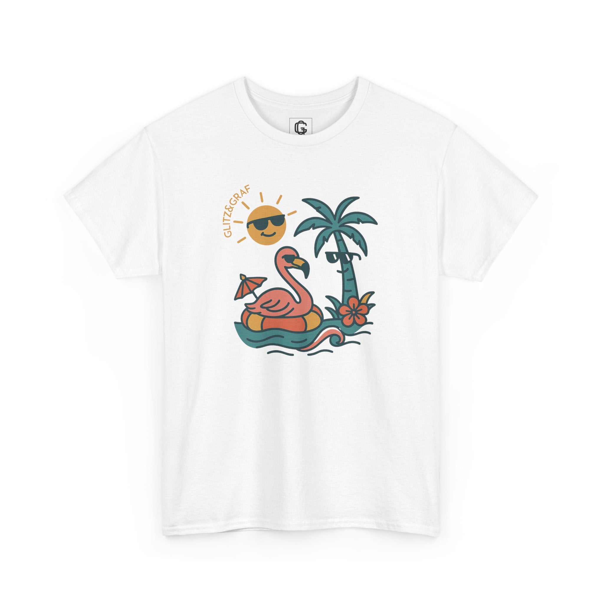 Tropical Flamingo — For Him | Unisex Heavy Cotton T-Shirt (Gildan 5000), 100% Cotton, S–5XL