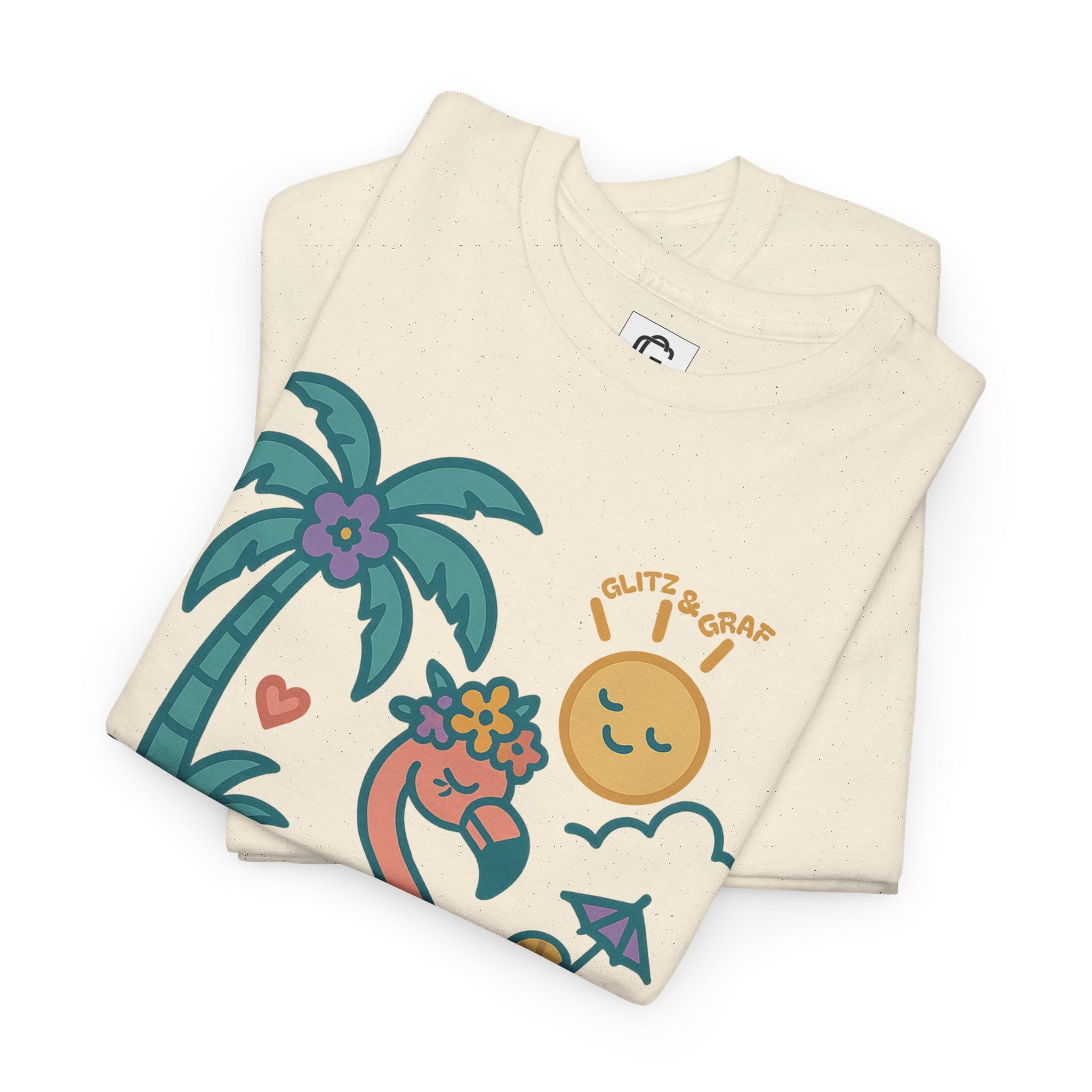 Beach Vibes Flamingo – for Her | Unisex Heavy Cotton T-Shirt (Gildan 5000), 100% Cotton, S–5XL