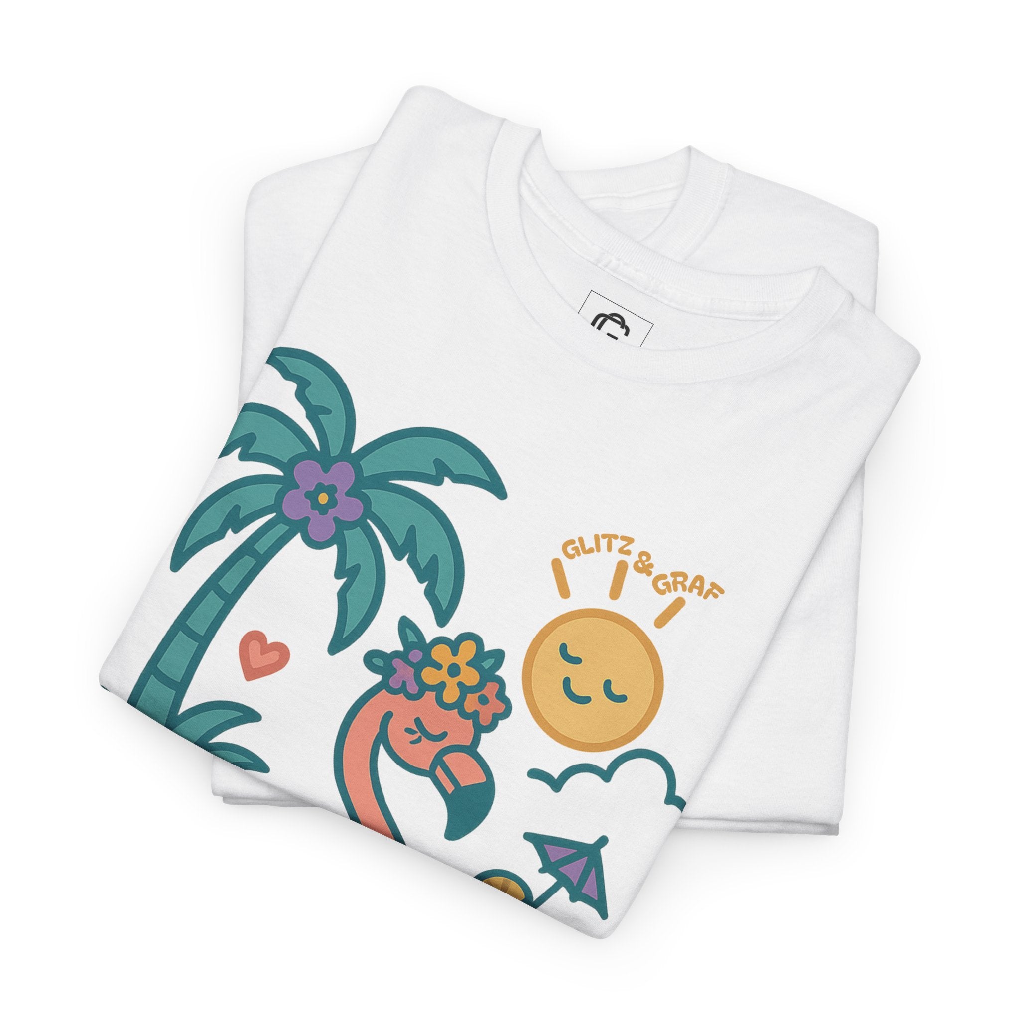 Beach Vibes Flamingo – for Her | Unisex Heavy Cotton T-Shirt (Gildan 5000), 100% Cotton, S–5XL