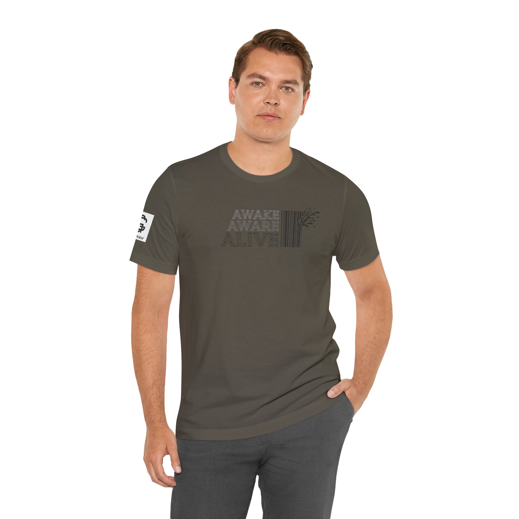 Awake Aware Alive – Unisex Jersey Short Sleeve Tee