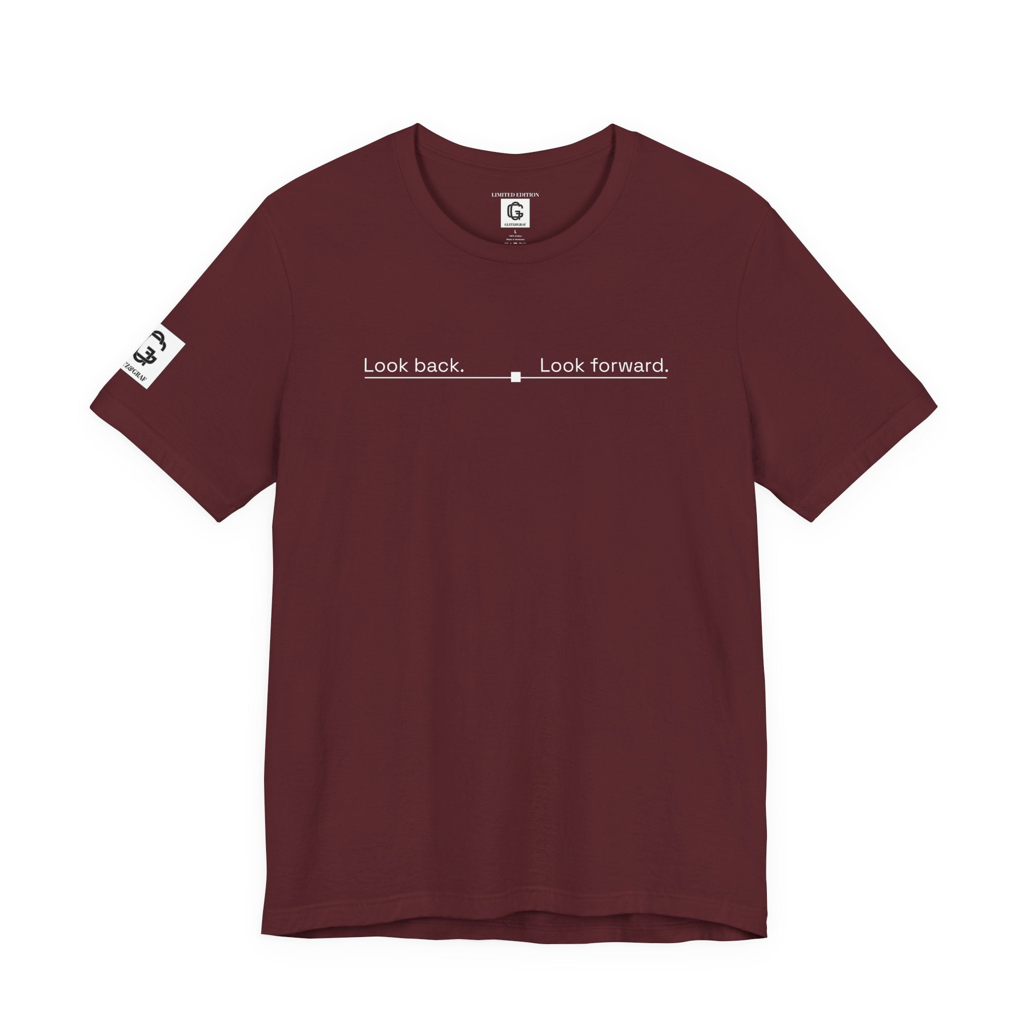 Look back. Look forward. – Unisex Jersey Short Sleeve Tee