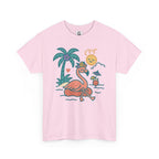 Beach Vibes Flamingo – for Her | Unisex Heavy Cotton T-Shirt (Gildan 5000), 100% Cotton, S–5XL