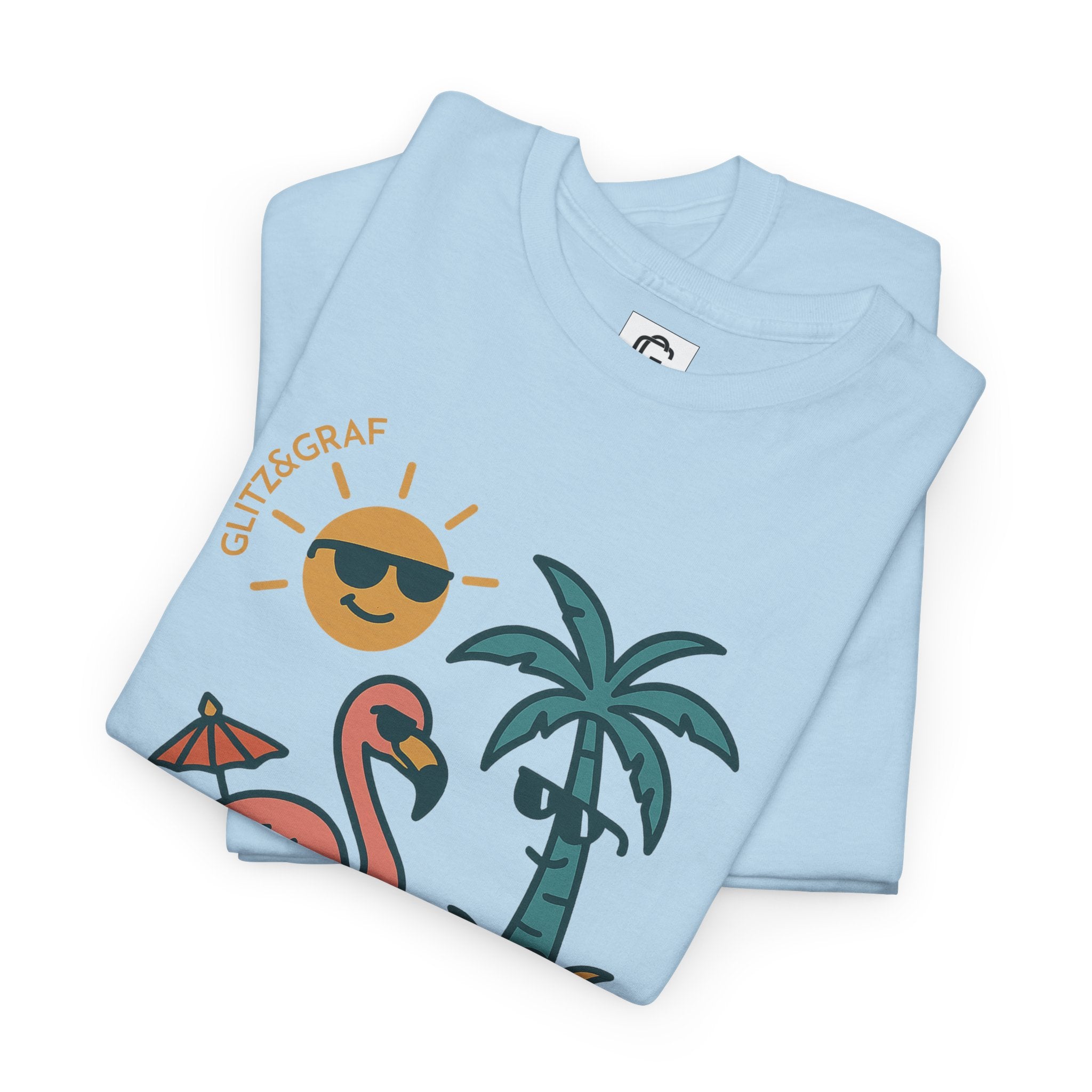 Tropical Flamingo — For Him | Unisex Heavy Cotton T-Shirt (Gildan 5000), 100% Cotton, S–5XL