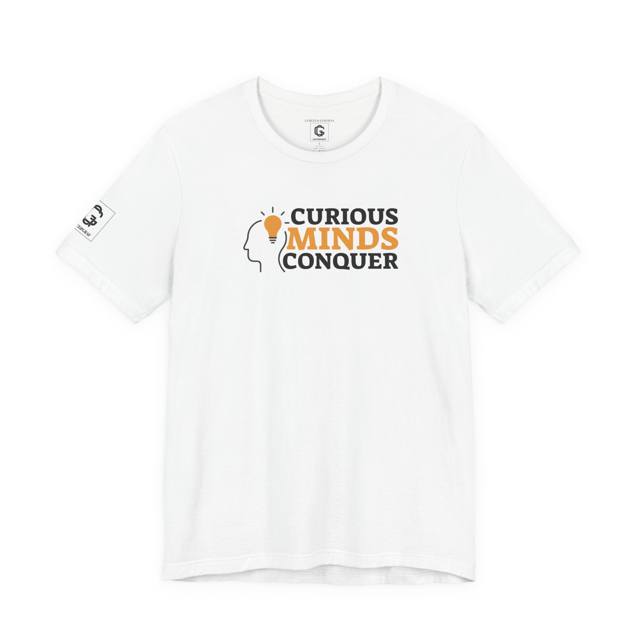 Curious Minds Conquer – Unisex Jersey Short Sleeve Tee