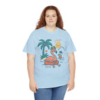Beach Vibes Flamingo – for Her | Unisex Heavy Cotton T-Shirt (Gildan 5000), 100% Cotton, S–5XL